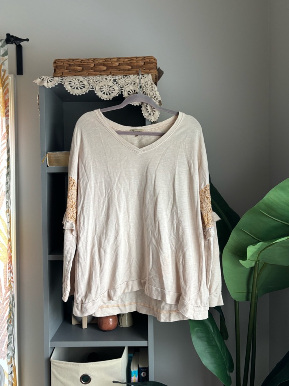 democracy lace detail longsleeve top